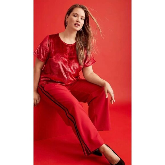 NWT Women's Plus Size Lane Bryant The Perfect Drape Mid Rise Straight Leg Stripe - Picture 3 of 12